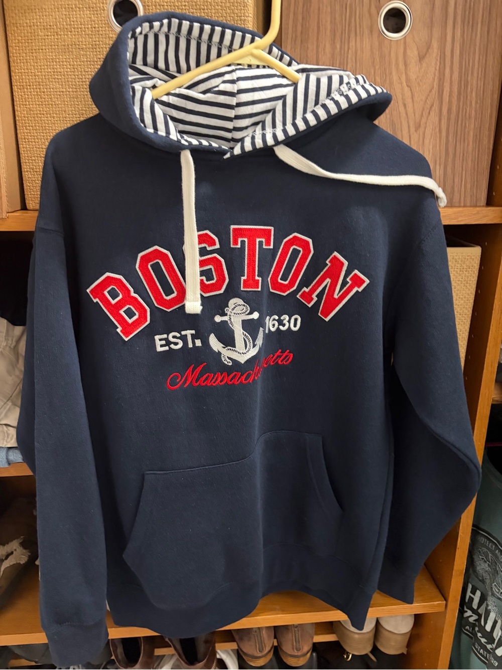 Navy Boston Graphic Hooded Sweatshirt
